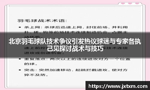 北京羽毛球队技术争议引发热议球迷与专家各执己见探讨战术与技巧